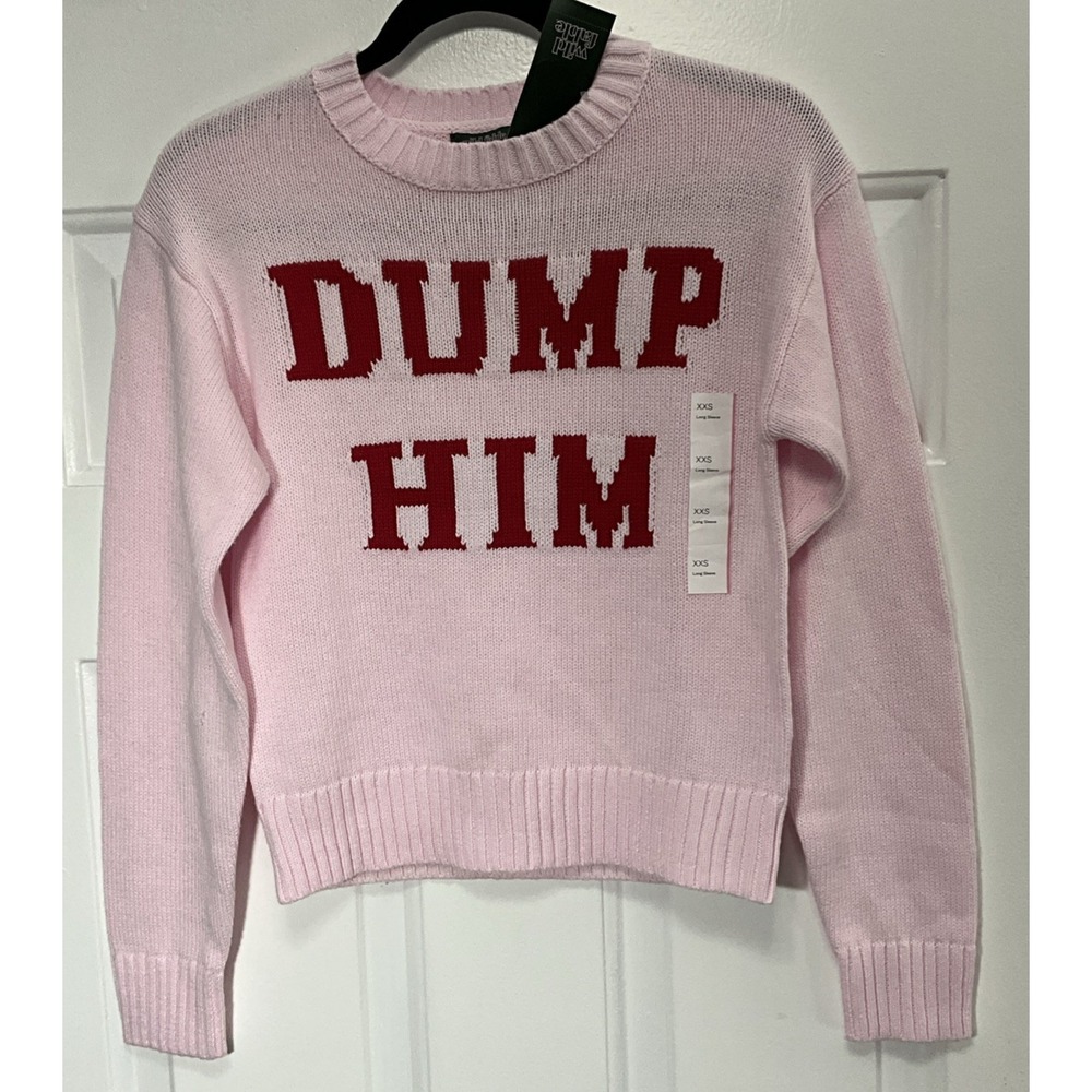 Wild Fable "Dump Him" Sweater Pink/Red Spring Pastel Target Women's XXS